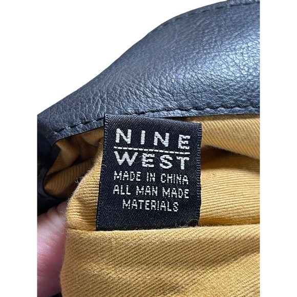 Nine West Handbag Women's Black Shoulder Bag Wide‎ Strap Studded Magnet Snap - Picture 8 of 15